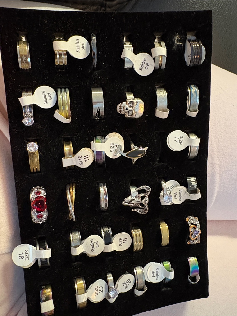 Assorted Stainless Steel Rings Collection - Silver & Gold Tones